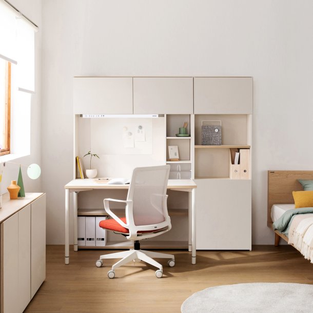 [리바트X삼성전자] 오브제 학생 책상세트 (삼성조명/도어)