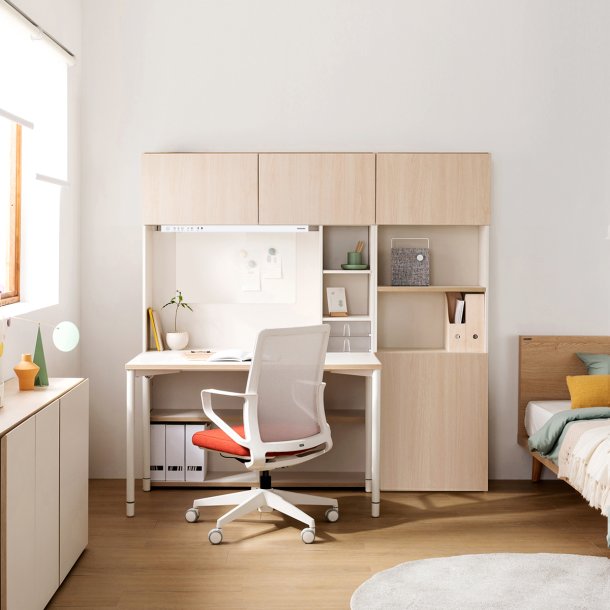 [리바트X삼성전자] 오브제 학생 책상세트 (삼성조명/도어)