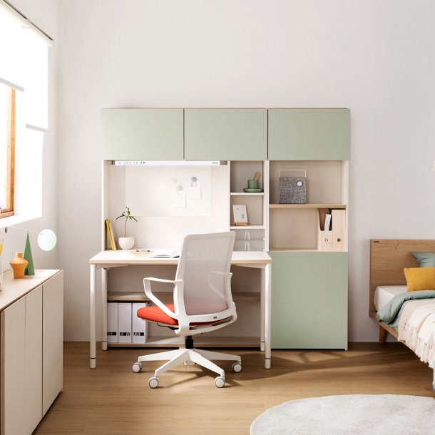 [리바트X삼성전자] 오브제 학생 책상세트 (삼성조명/도어)