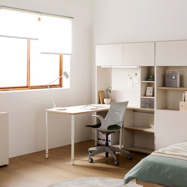 [리바트X삼성전자] 오브제 학생 책상세트 (삼성조명/도어)