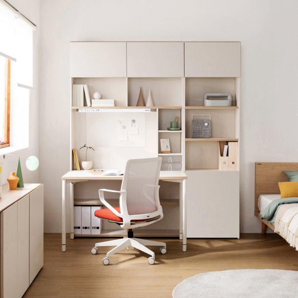 [리바트X삼성전자] 오브제 학생 책상세트 (삼성조명/도어)