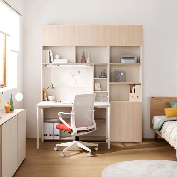 [리바트X삼성전자] 오브제 학생 책상세트 (삼성조명/도어)