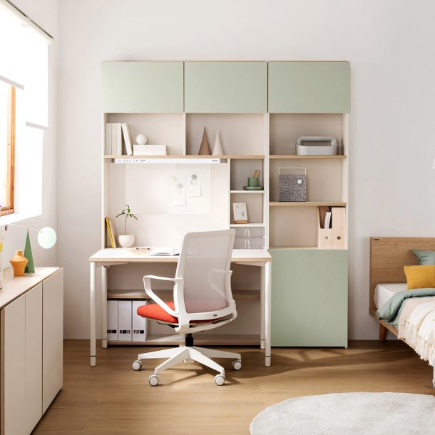 [리바트X삼성전자] 오브제 학생 책상세트 (삼성조명/도어)