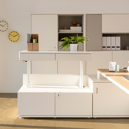 리바트오피스 오피스원 수납 사이드 전동 데스크